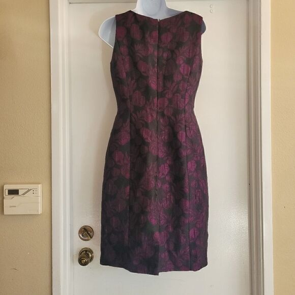 Tahari jacquard classic purple and black sheeth dress - Picture 6 of 6